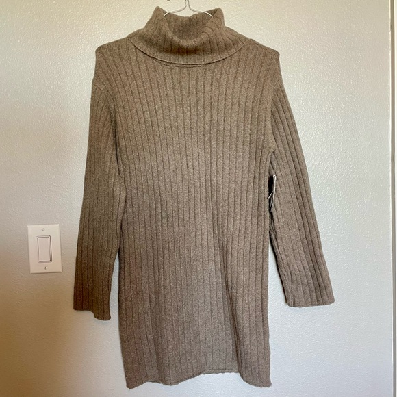 Abercrombie & Fitch Turtleneck Sweater Dress Knit Brown Taupe Women’s XS - Picture 5 of 8